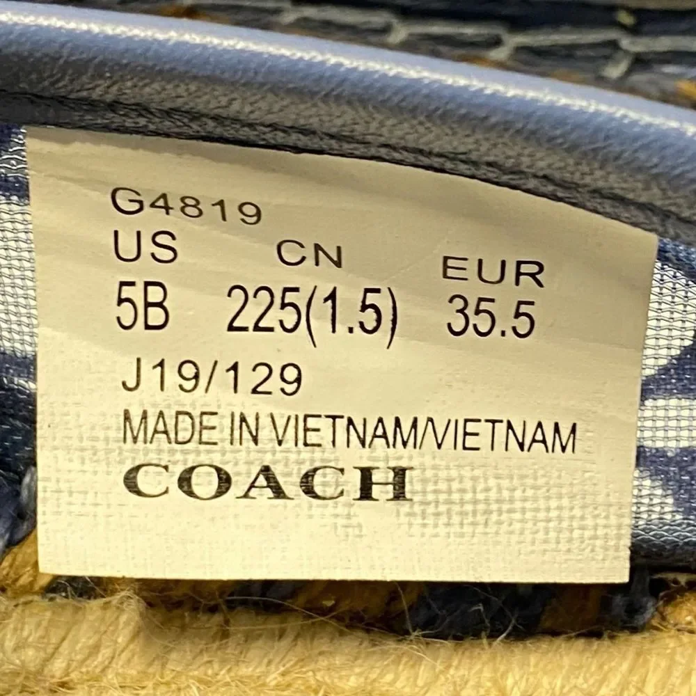 Coach Designer Cleo Signature Logo Stone Blue Mesh Flats Espadrilles 5